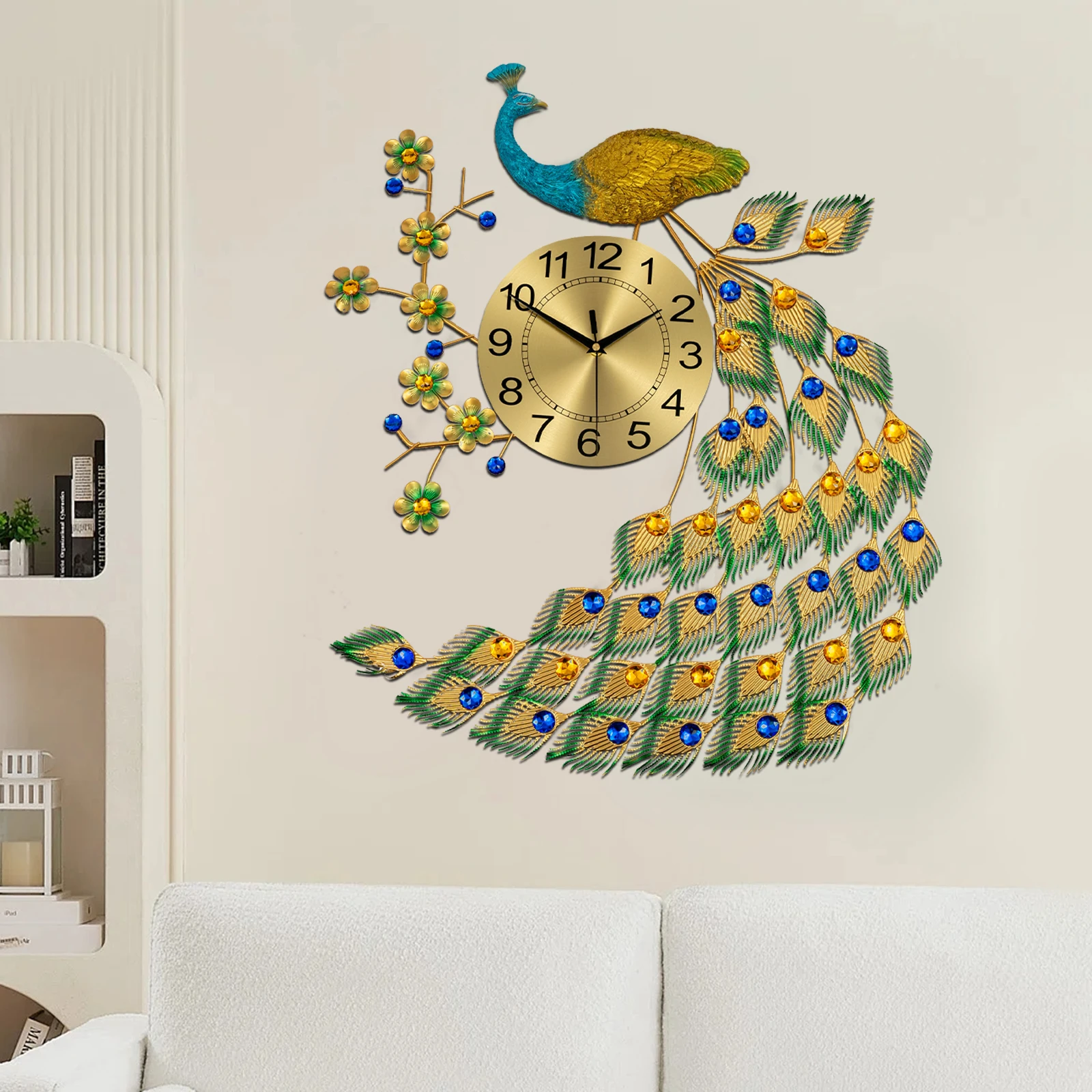 

Peacock Wall Clock Wall Decor Digital Clock Modern Art Living rooms Decoration Exquisite Gift