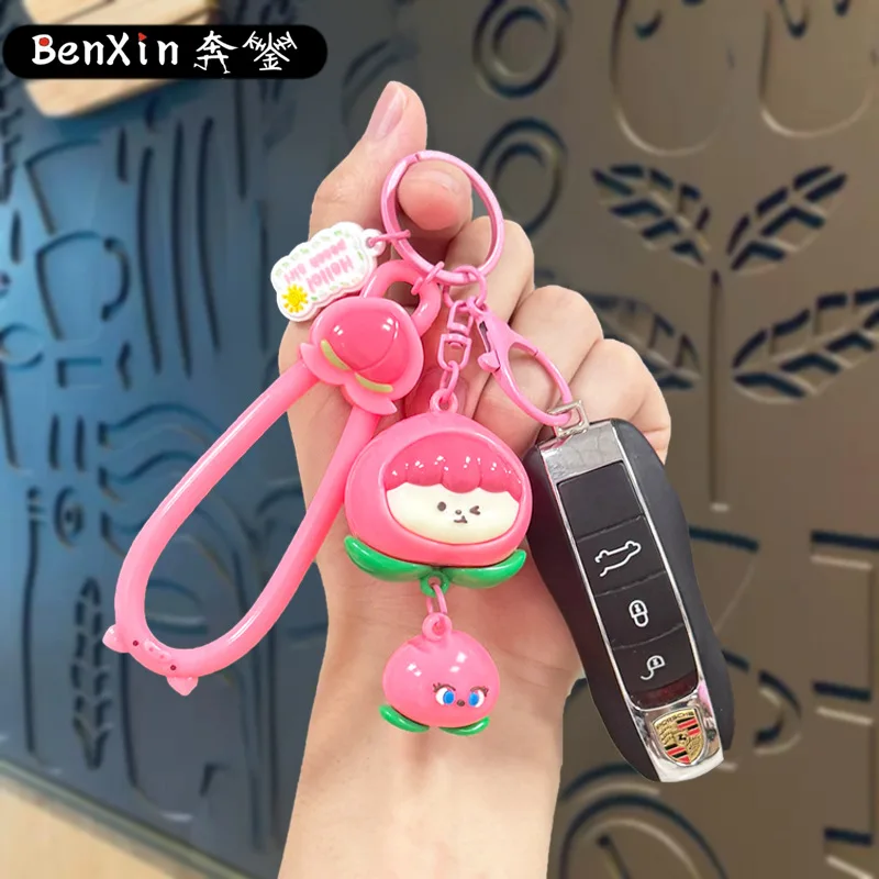سلاسل مفاتيح دمية فتاة الفاكهة الإبداعية واللطيفة من مينسو، ومعلقات الحقائب، ومعلقات سلسلة مفاتيح السيارة، وهدايا الأطفال