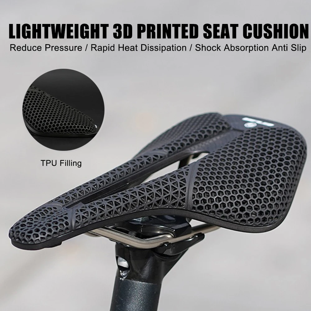 

3D Printed Bike Seat Cushion Lightweight High Rebound Road Bicycle Saddle Ventilated Shockproof Cycling Seat Cover For Men Women