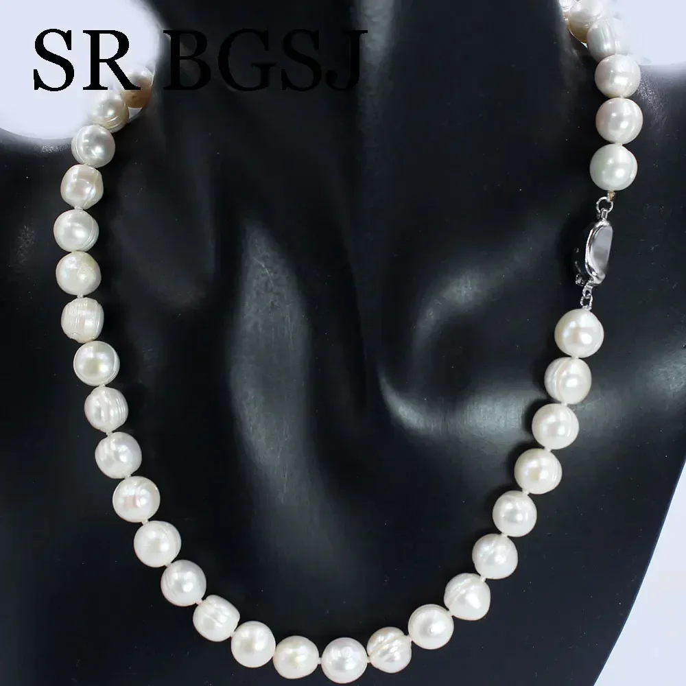 8-10mm 17-20inch 100% Natural White Round Genuine Freshwater Pearl Women Short Necklaces