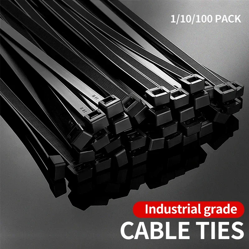 Pack of 1000/250Pcs Nylon Cable Tie Self-locking Wire Zip Ties Set Kit 3*100 3*150 4*200 Supply Fasteners Hardware Cable Ties