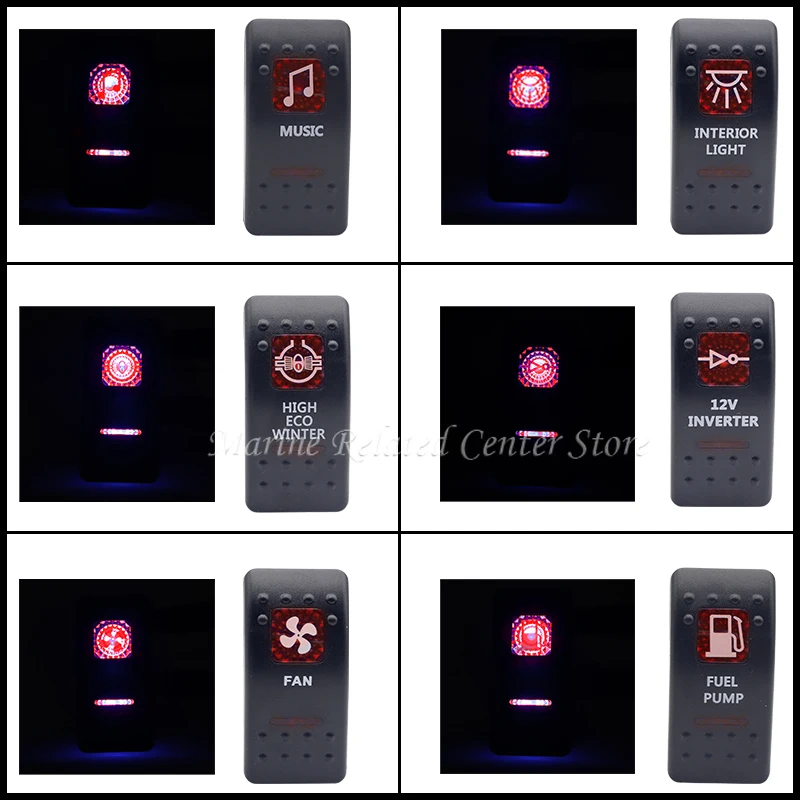 

12V 24V ON-OFF 5 Pin Car Boat Caravan Waterproof Rocker Switch Dual Red LED Light Bar For MARINE RV Bus Truck Camper Traile