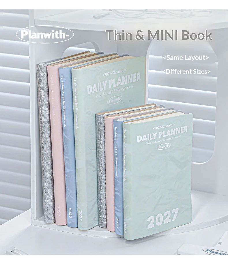 2027 Planwith A6 Kompakter Tagesplaner mit Jahresübersicht & Zielerfassungsseiten, Mini-Taschen-Notizbuch, Ästhetisches Schreibwaren-Journal – Detail 1