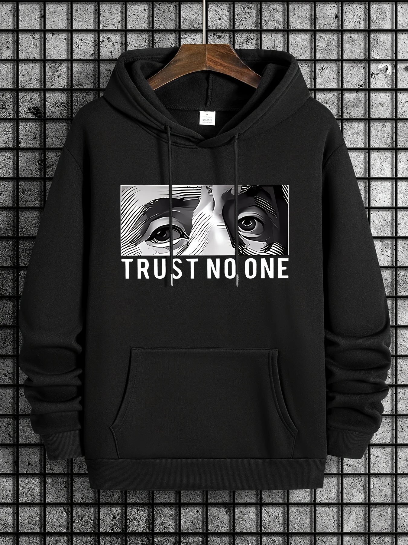 Men's Hoodie Neon Green TRUST NO ONE Graphic with Eye Motif Fit Casual Pullover for Autumn/Winter Streetwear Sweatshirt Clothing