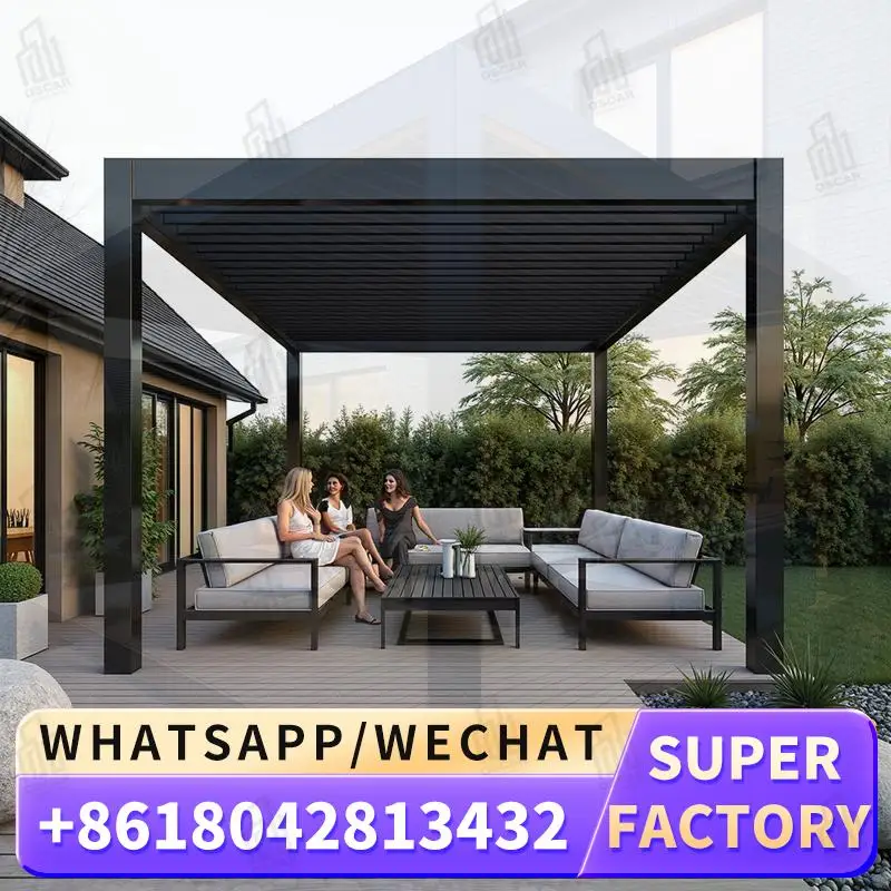 

Customized Motorized Louvre Roof Bioclimatic Waterproof Sun Shade Aluminum Pergola for US Patio Garden Balcony Outdoor pergola