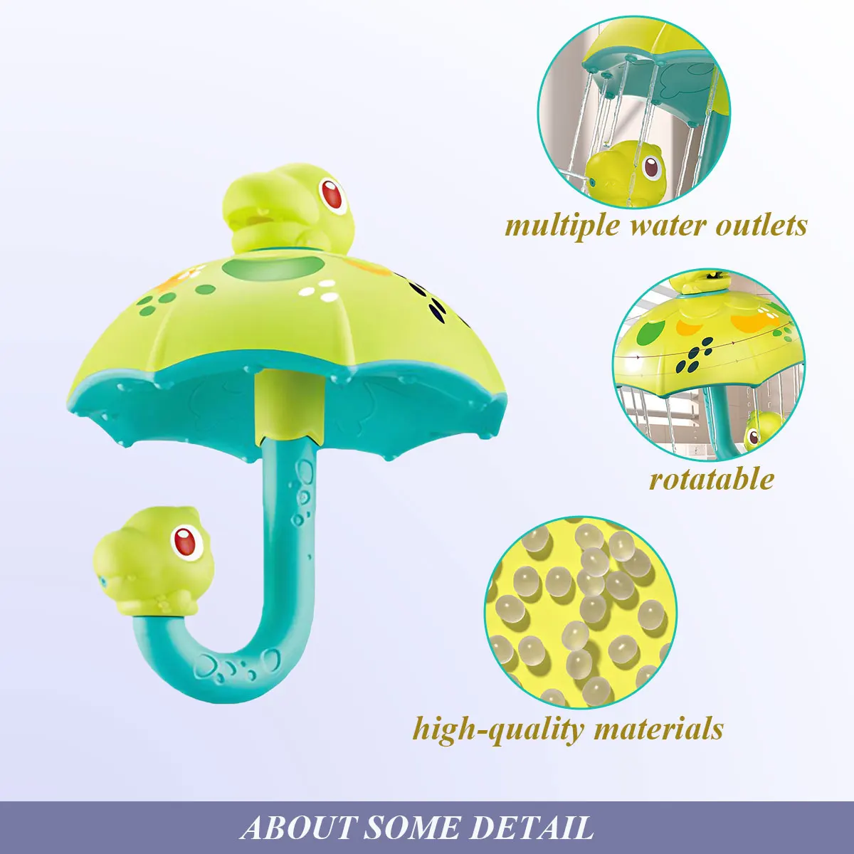 Paraguas de seta de dinosaurio, juguete de baño para bebé, bonito paraguas de pulverización de agua para natación, juguete de ducha al aire libre para niños, juego
