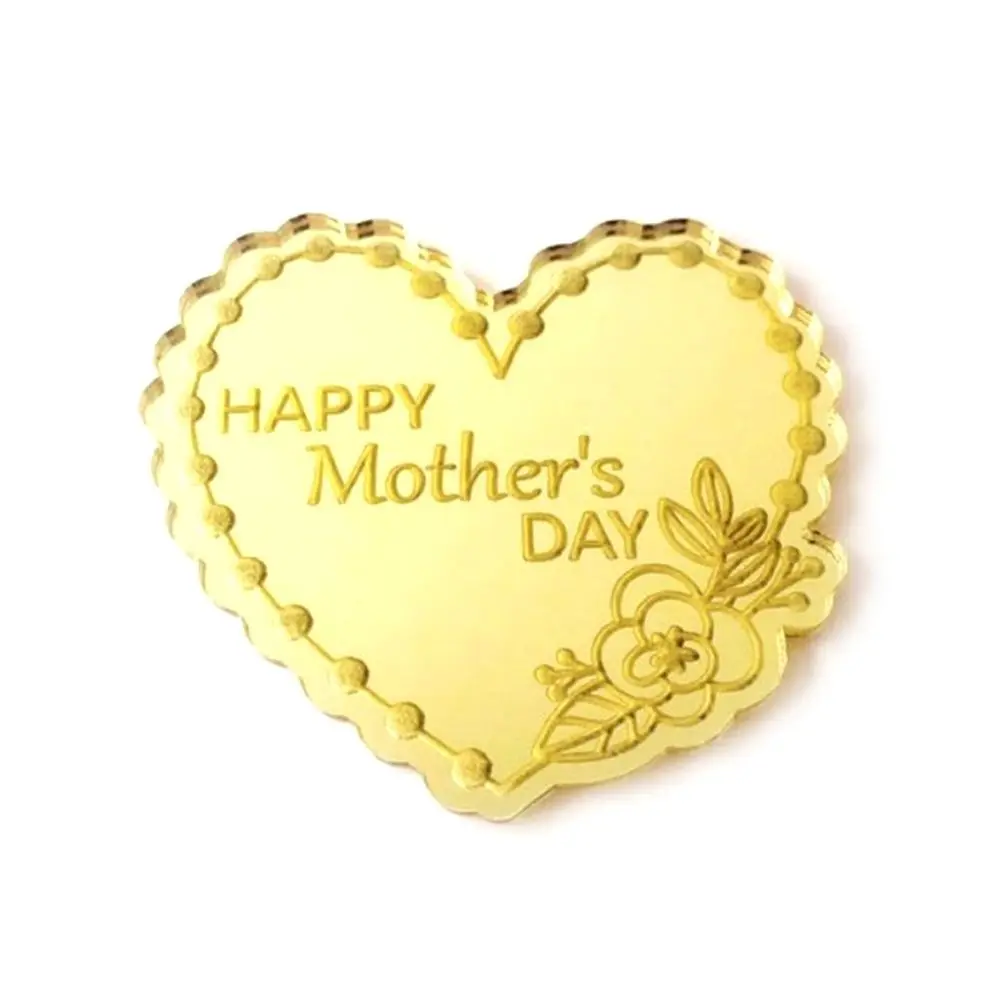 DIY Love Round Happy Mothers Day Cupcake Discs Cake Label Gold Heart Mothers Day Cake Toppers DIY Circle