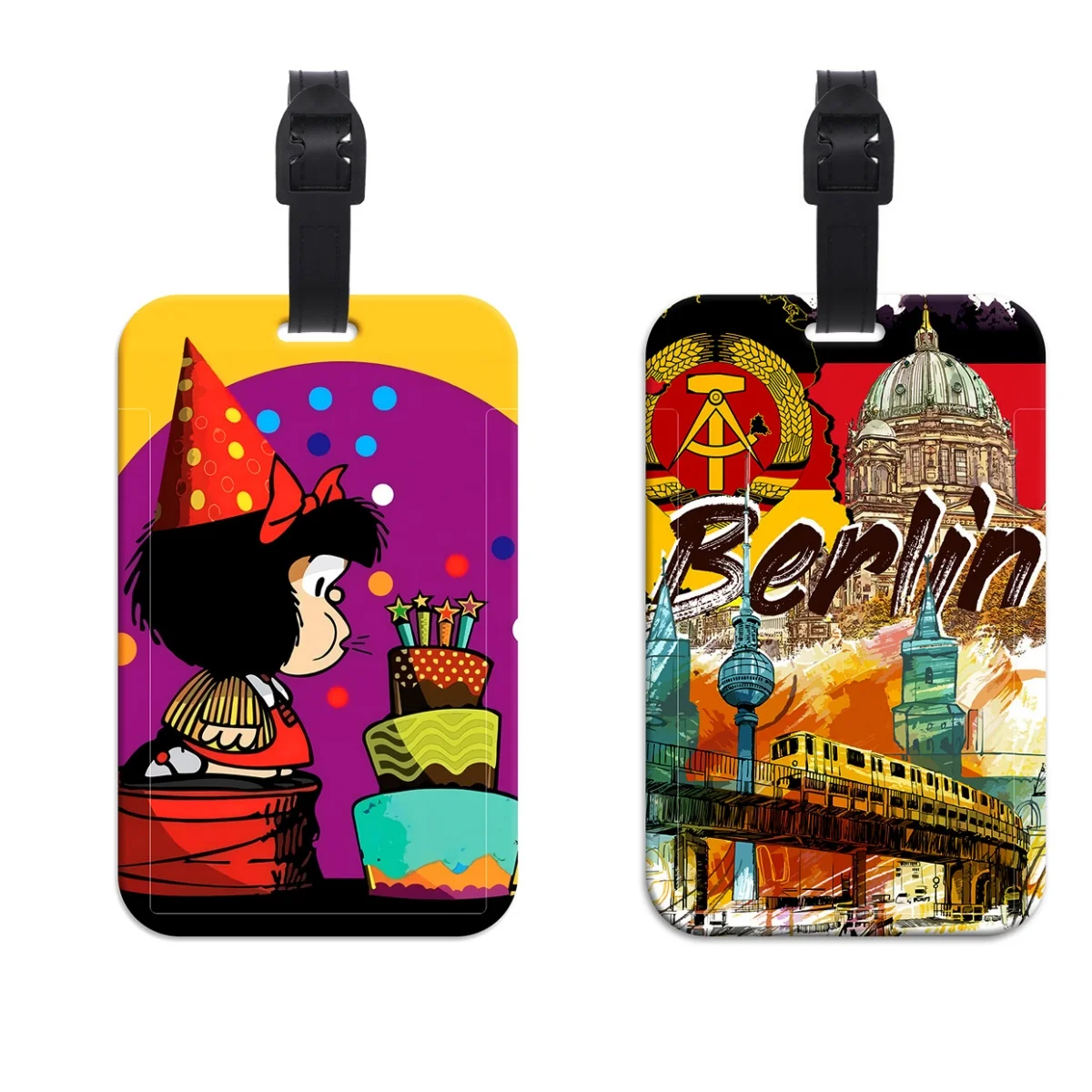 

Cute Girl Luggage Tags Suitcase ID Address Name Holder Baggage Tag Berlin Graffiti Travel Boarding Portable Suitcase Accessories