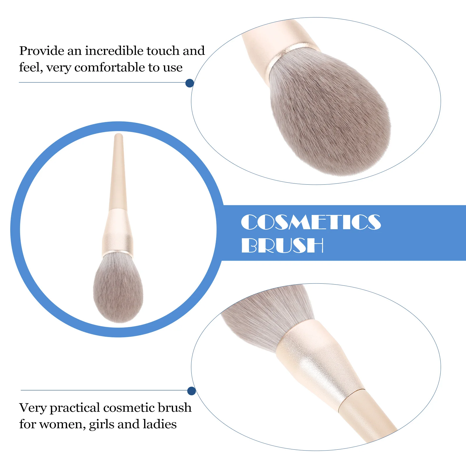 

Premium Synthetic Hair Powder Brush for Face Makeup Foundation Large Cosmetics Brushes Applicator Soft Denser Silkier No