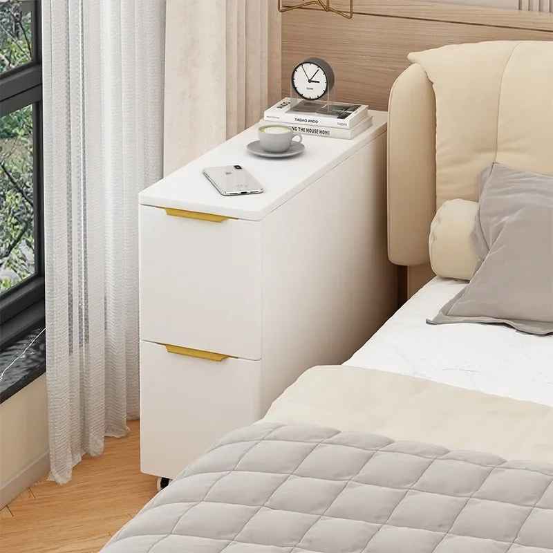 Extremely narrow bedside table, light luxury and minimalist bedside table, ultra-narrow bedroom storage cabinet, small mini lock