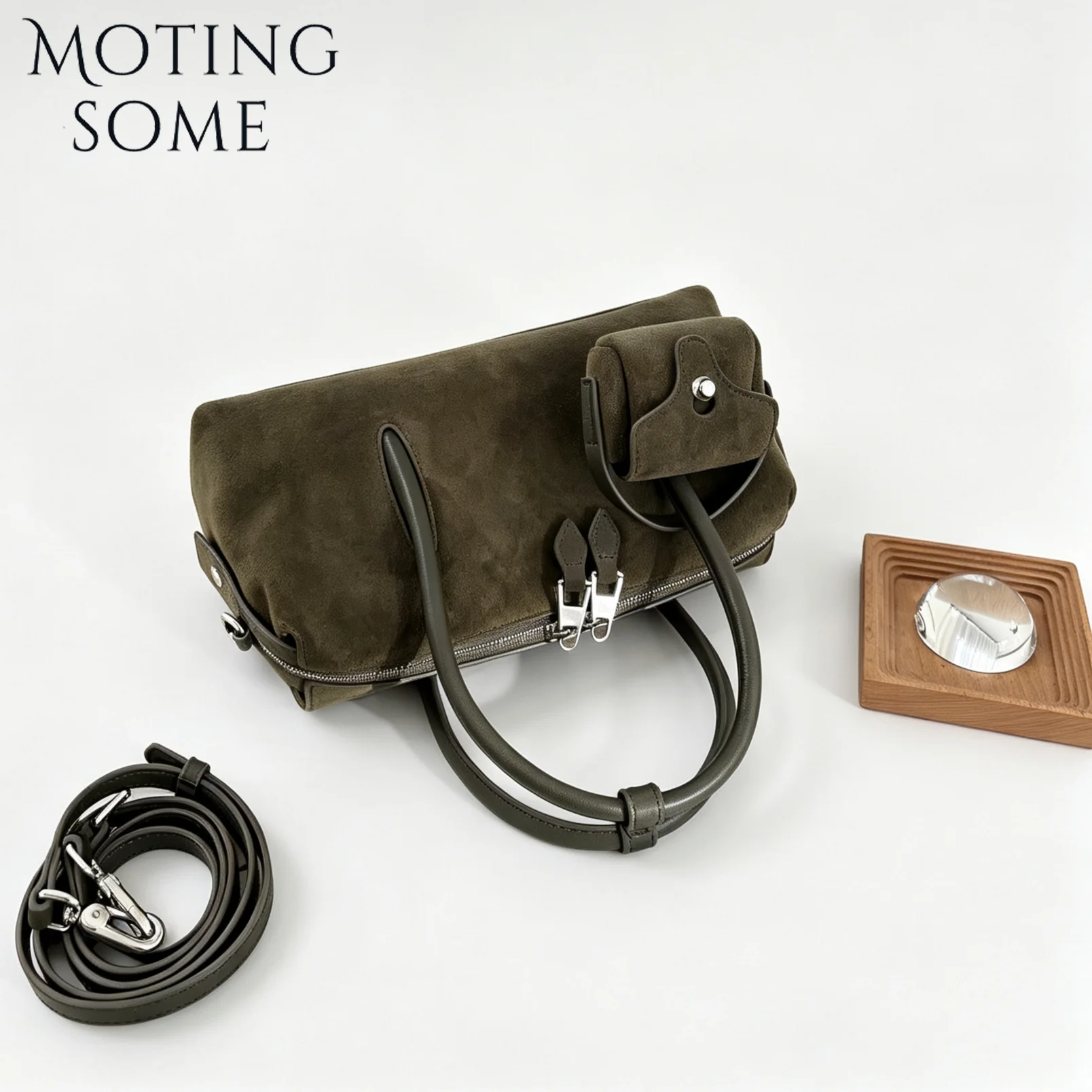 MOTINGSONE レディース スエードレザー ボストンバ - Women Bags Polene のレビューと価格