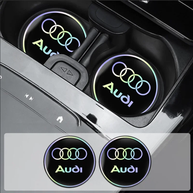 2PCS Car Water Coaster Pad Laser Water Coaster Accessories For Audi A1 A3 A4 A5 A6 A7 A8 Q2 Q3 Q5 Q7 TT S line S3 S4 S5 S6 R8 RS