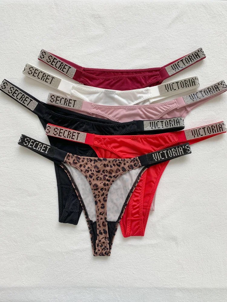 Calcinha sexy de algodão para mulheres, tanga sem costura, roupa íntima baixa, sutiã biquíni, letra