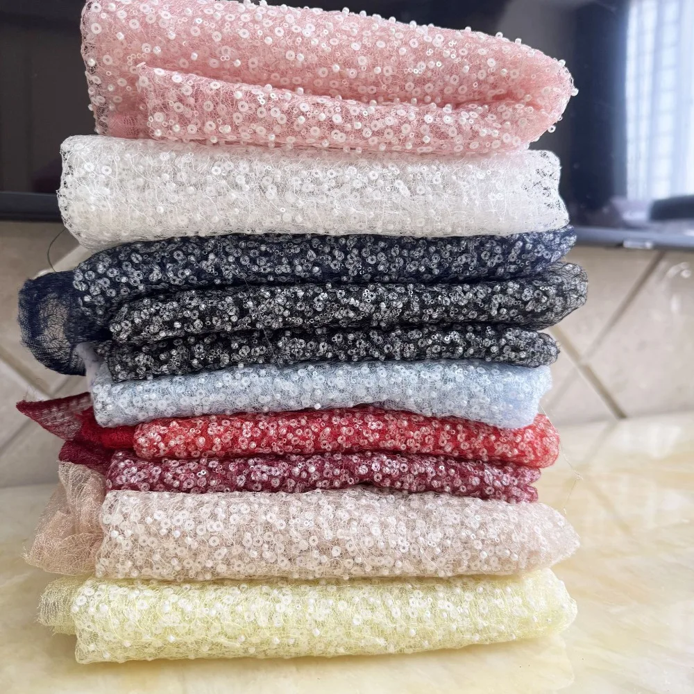 

Подвеска с текстурой бисера для ногтей, ощущение волны, маленькая белая бусина, элитное модное платье, свадебная сетчатая ткань из бисера