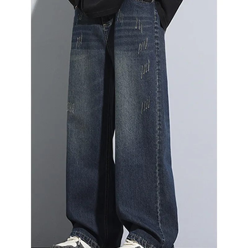 

Мужские джинсы в стиле ретро, свободного кроя, с широкими штанинами, повседневные, весна-осень, новинка, водонепроницаемые