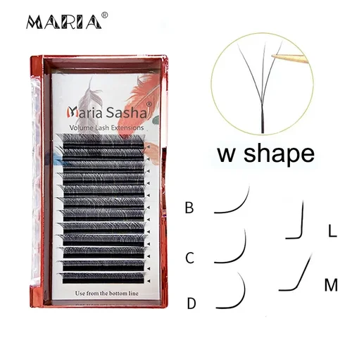 MARIA 3D W en forma de extensión de pestañas suaves suministros 0,07 pestañas al por mayor maquillaje Natural fácil ventilador Y grupos etiqueta privada