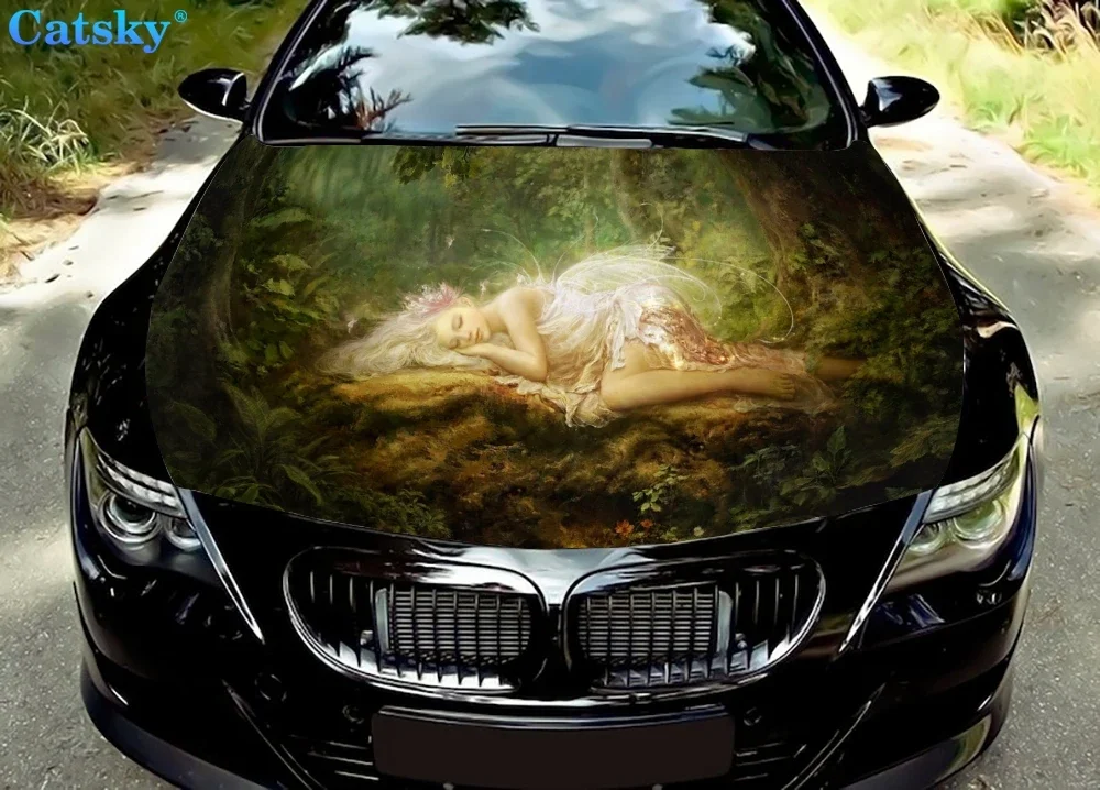 

Виниловые наклейки на капот автомобиля Naptime Fairy, виниловая пленка, наклейки на крышку двигателя, автомобильные аксессуары, защита капота автомобиля