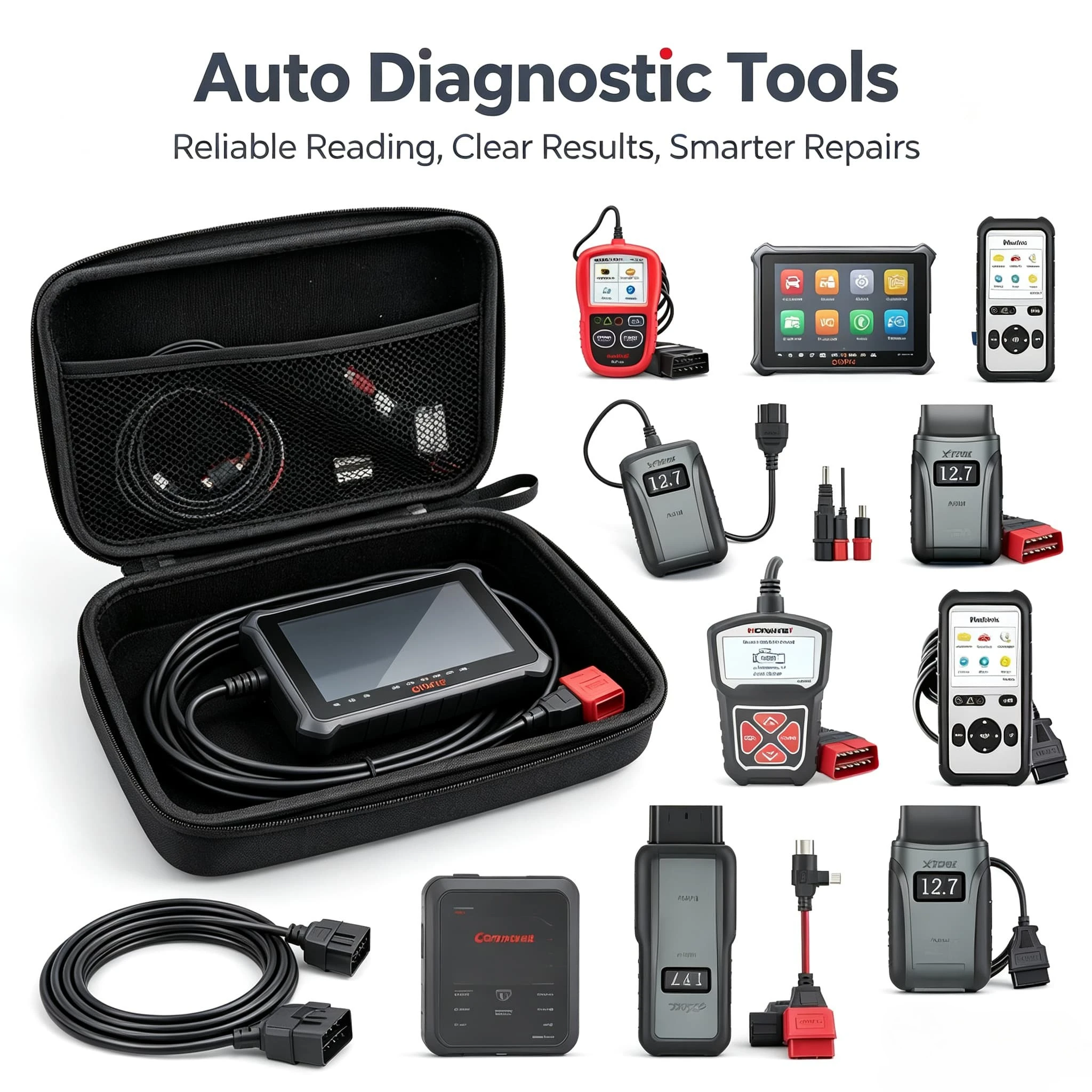 Portable OBD2 Scanner EVA Carry Case Shock‑Proof Storage Bag for XTOOL AD10 KINGBOLEN ELM327 Autel MS309 Diagnostic Reader
