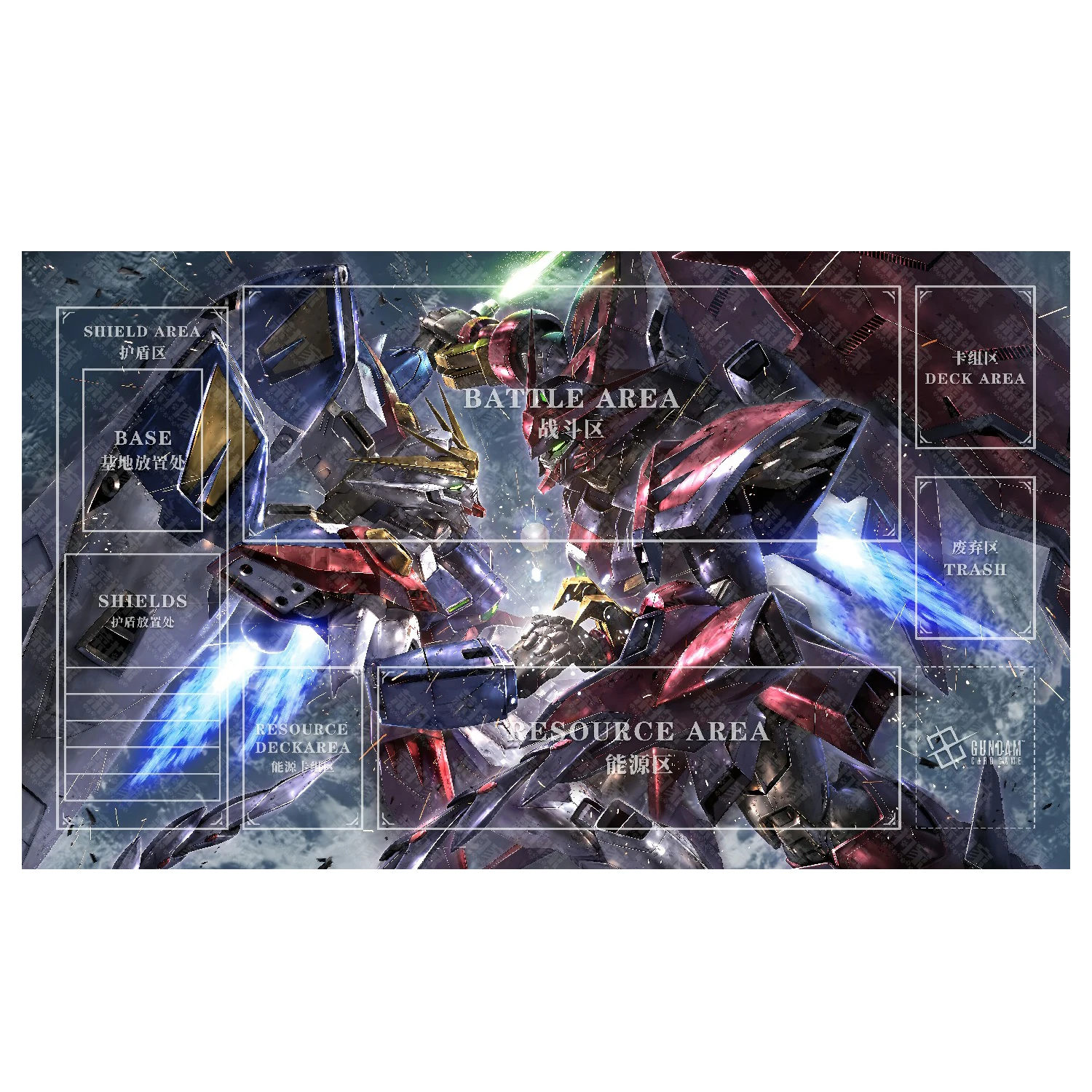 

600X350X2Mm Diy Gundamed Gcg Card Battle Mat Две языки Gcg Один игрок Настольная игра Карточная битва Аниме Карта Подарочные игрушки