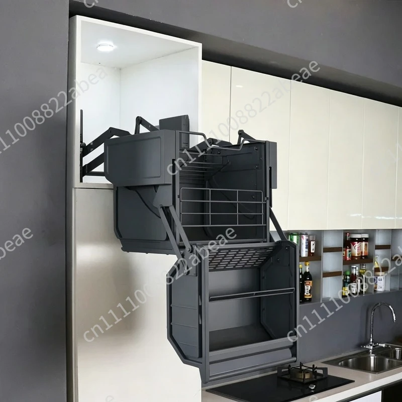Double-body Storage Refrigerator Top Cabinet Lifting Basket Large-capacity Lifting Cabinet Kitchen Cabinet Linkage Lift