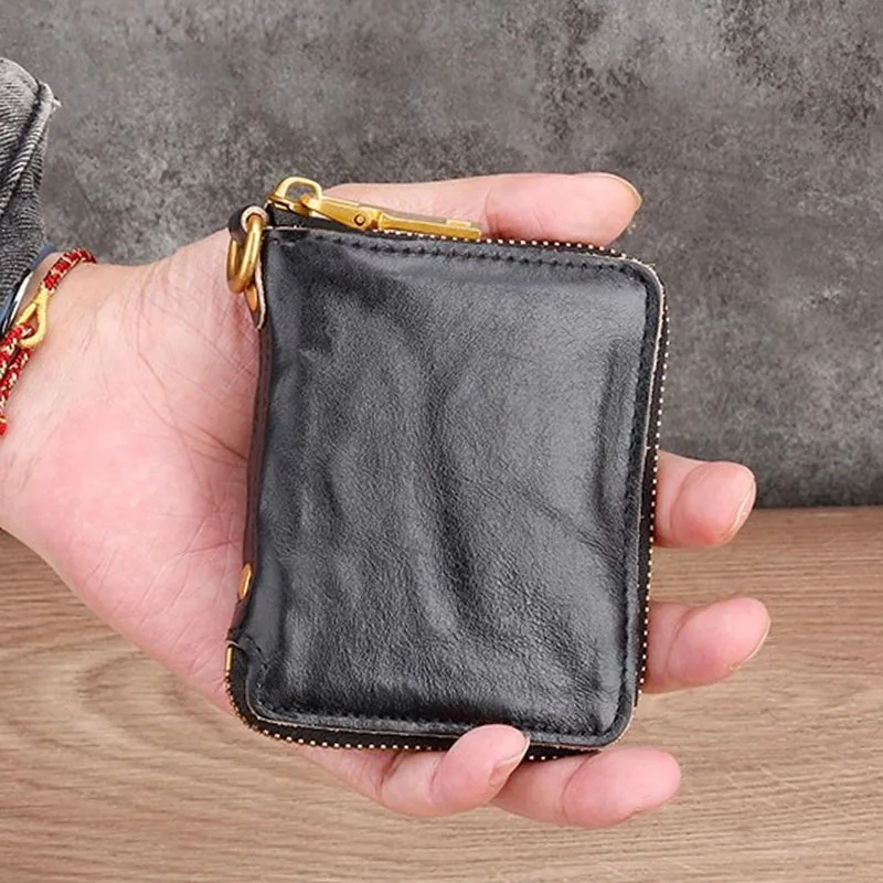 AETOO New genuine leather thin wallet for men, first-layer vegetable-tanned cowhide portable driver's license, bank card, loose