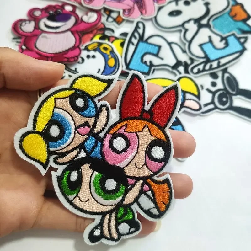 Ironing style cartoon animation The Powerpuff Girls creative embroidery cloth patch clothing decoration patch patch holiday gift