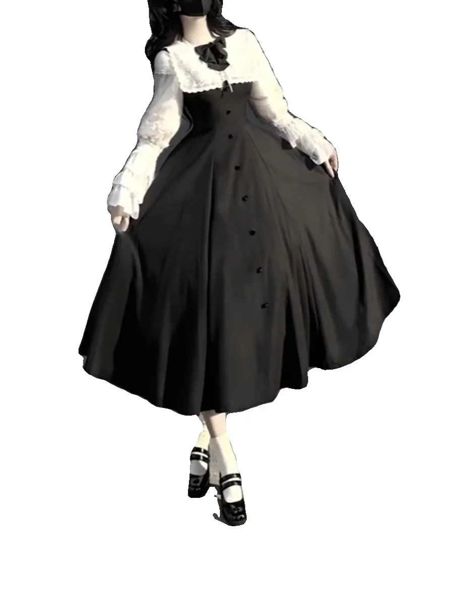 Französisch Hepburn Gothic Style Lolita Kleid Vintage Herbst und Winter