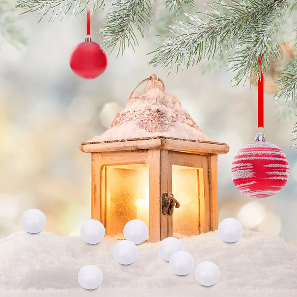 

100pcs Christmas Foam White 2.5Cm Round Craft Polystyrene Balls Diy Holiday Ornaments Styro-Foam For School Party Home Projects