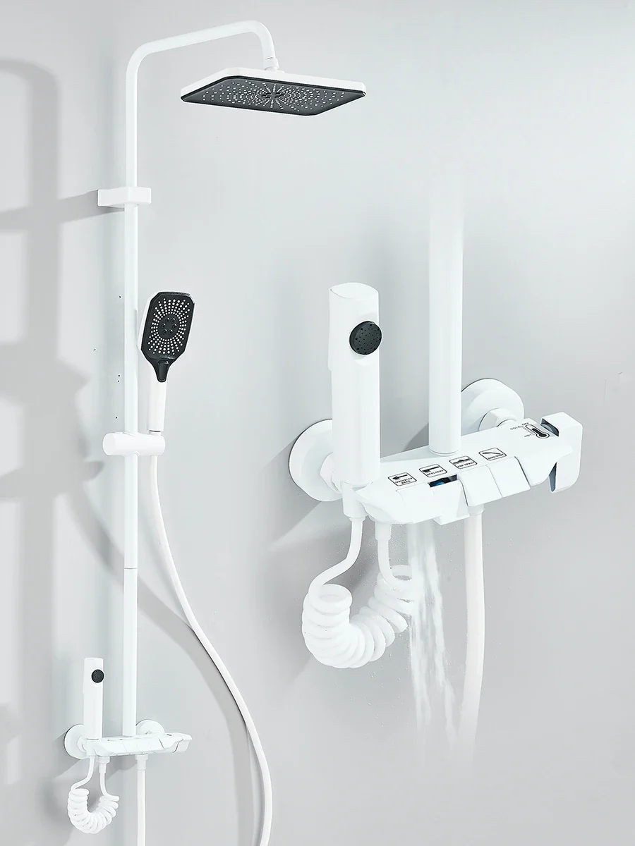 4-way Piano Shower System With Rain Shower Bidet Faucet Hot Cold Water Mixer For Bathroom Shower Kit
