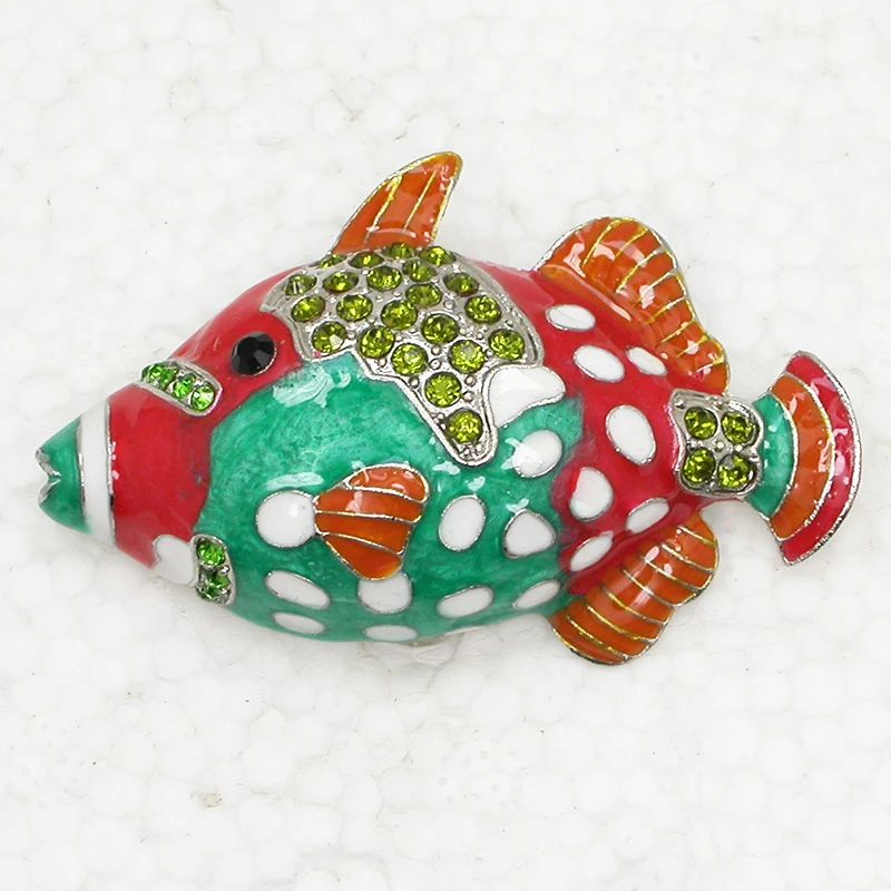 

60pcs/lot Mixed Color (Can Notes Color) Wholesale Fish Enamel Rhinestone Pin brooches C101985