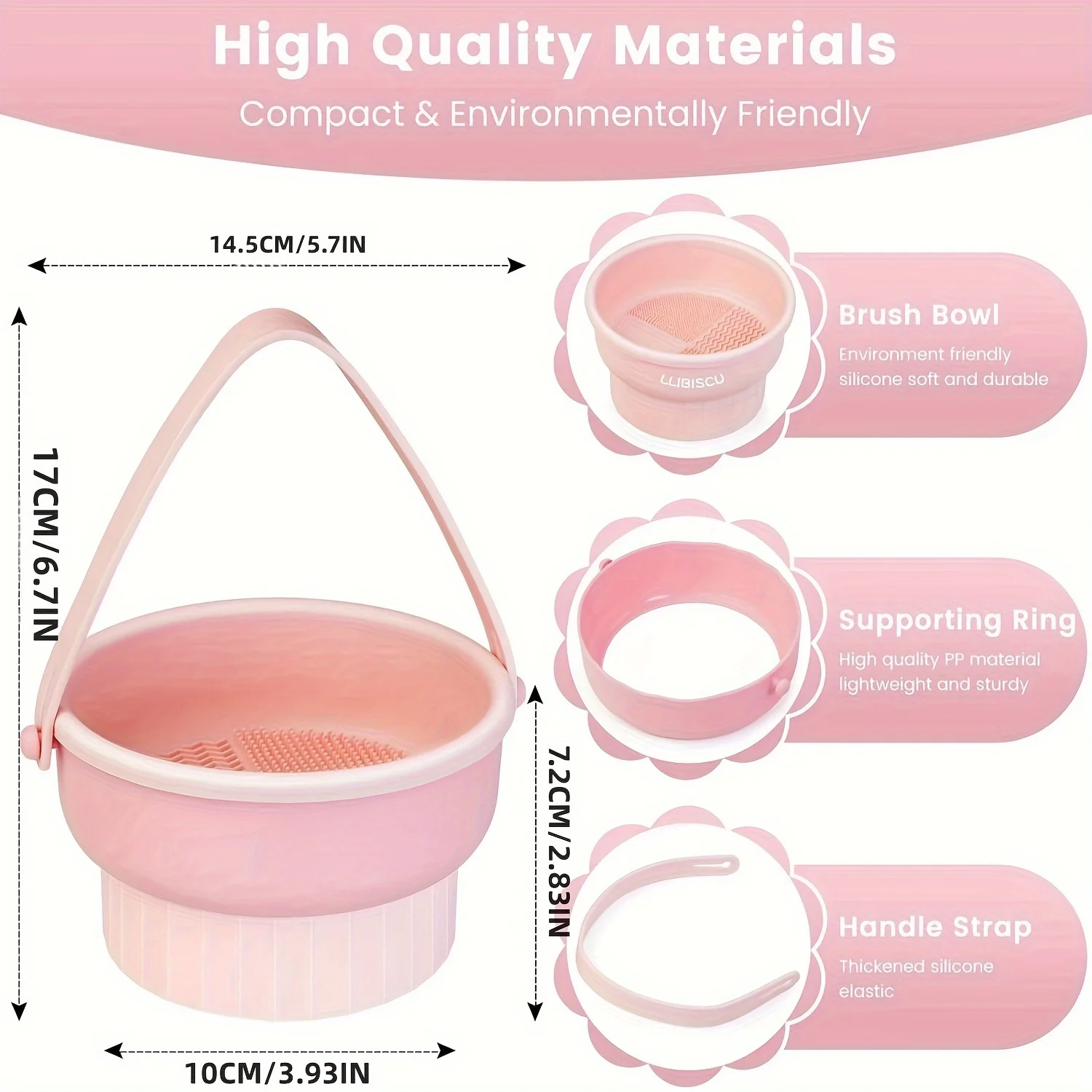 Tappetino e stendino per pulizia pennelli per trucco in silicone 3 in 1, strumento per pulizia e asciugatura all'aria dei pennelli cosmetici, kit organizer per strumenti di bellezza