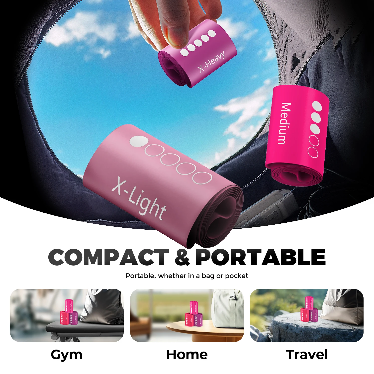 مجموعة أربطة مقاومة TPE مكونة من 5 مستويات - أربطة تمارين اللياقة البدنية للتمرين المنزلي واليوجا والبيلاتس والعلاج الطبيعي وتدريبات القوة #4