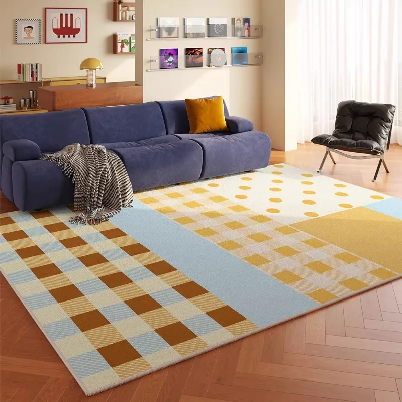 Advanced Light Luxury Dopamine Living Room Carpet Sofa Coffee Table Non Slip Floor Mat Bedroom Bedside Washable Easy Clean Rug