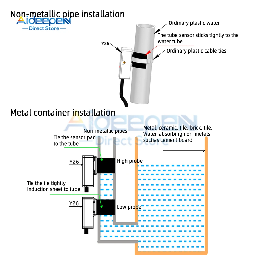 XKC-Y26 24V Non-Contact Liquid Level Switch Externally Attached Pipeline Water Level Sensor Liquid Sensor Water Level Detector