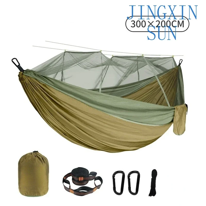 Double Mosquito Net Hammock  Plus Size Outdoor Anti-mosquito Hammock Umbrella Cloth Nylon Anti-rollover Camping