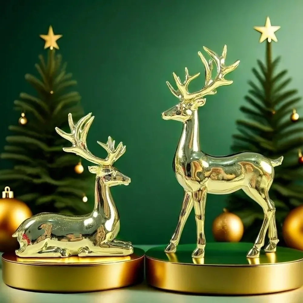 Creative Deer Desktop Ornament Modern Sitting/Standing Position Christmas Deer Statue Durable Cute Elk Figurine Living Room