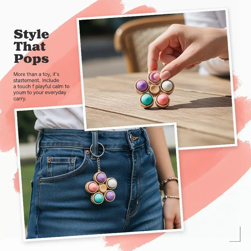 1PC Portable  Keychain With  Bubbles And Stress Relief Perfect For Kids Adults Daily Use Office Travel