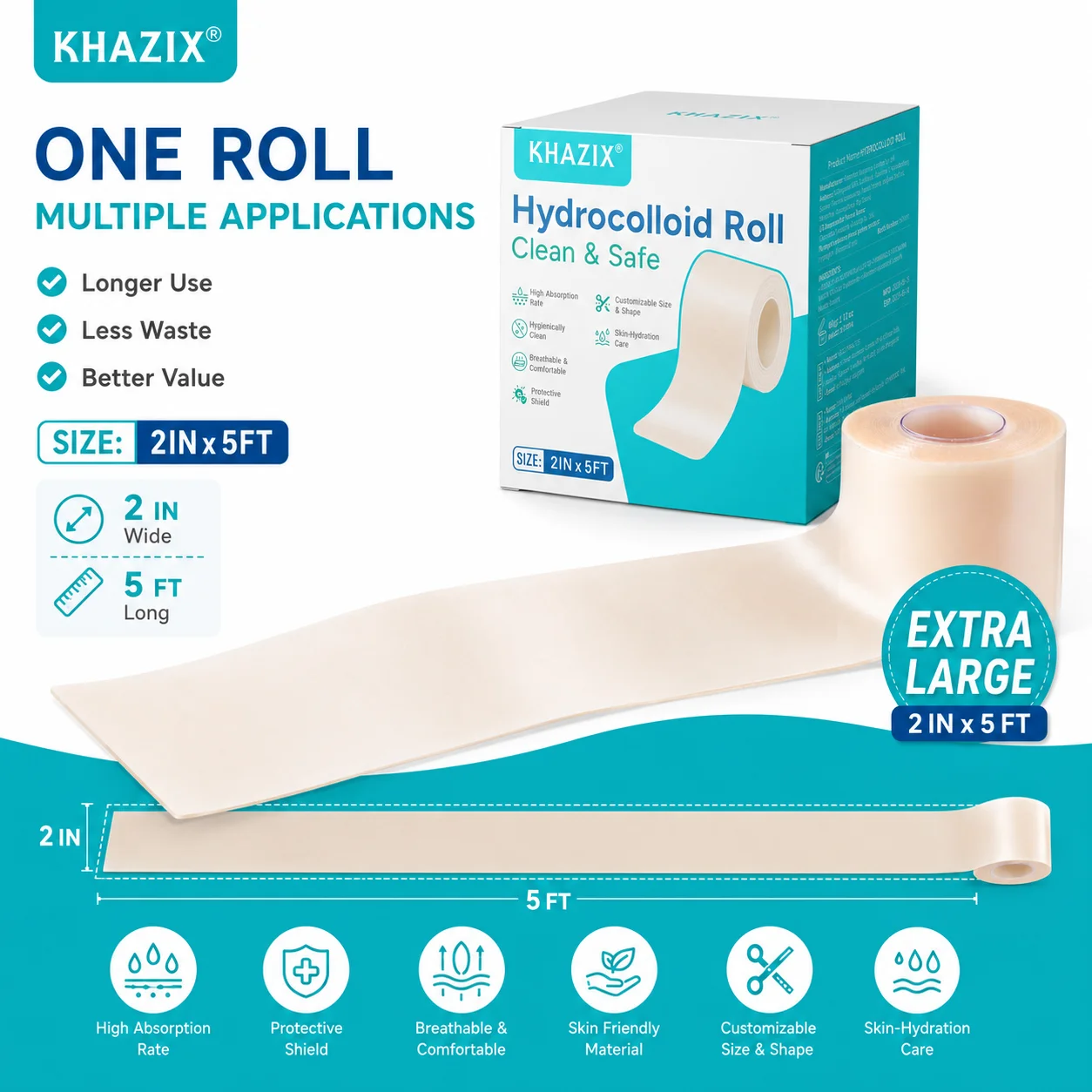 1 Rolle Hydrokolloid-Pickelpflaster, Unsichtbares Akne-Abdeckband, Zuschneidbare Pickelpflasterstreifen, Wasserdichte Atmungsaktive Hautpflege – Detail 4
