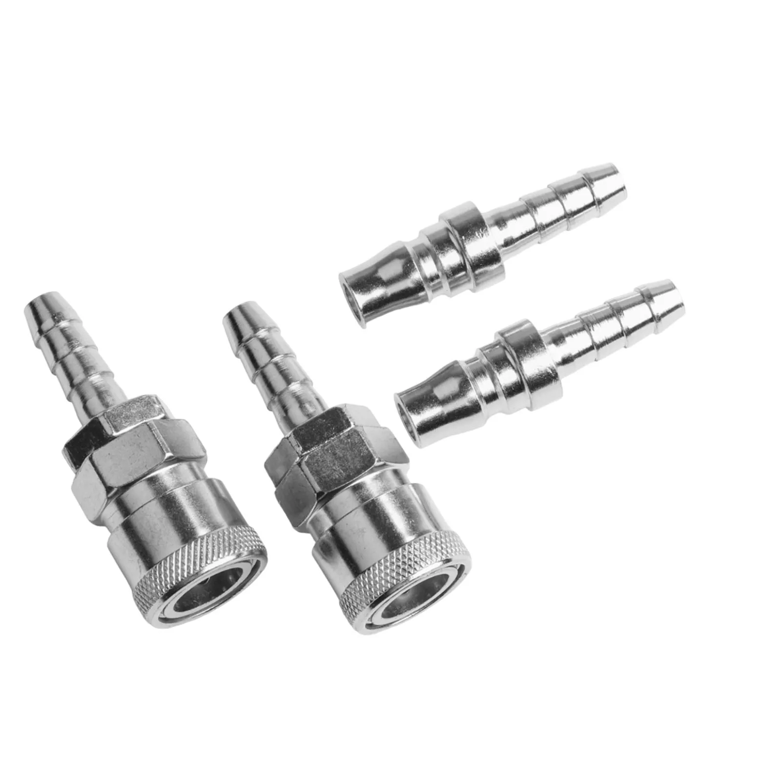 8mm Air Line Hose Fittings for Quick Release Coupler Connector SH20 PH20 Zinc Plated Steel Compressor Hose Parts Set of 4