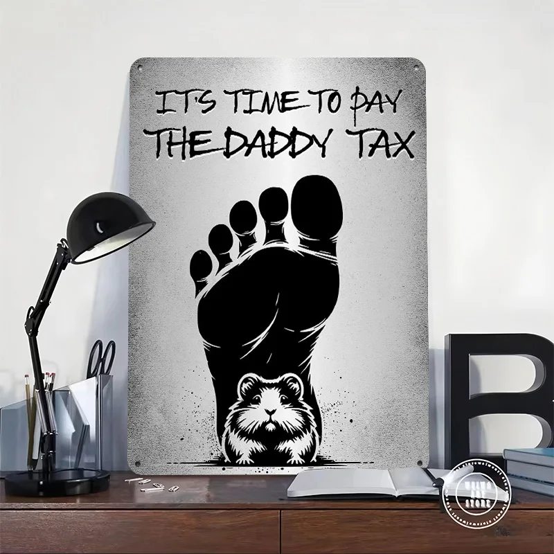 Daddy Tax - Dungeon Crawler Carl Inspired Personalized 3D Textured Metal Poster Wall Art Vintage Tin Signs for Decoration Gaming