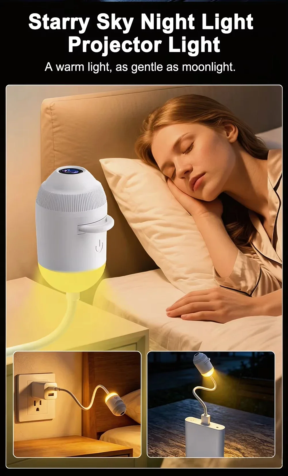 USB-Sternenhimmel-Projektorlampe mit klarem Bild, einstellbarer Helligkeit, Touch-Steuerung, 2-in-1-Nachtlicht und Sternenprojektor 2026 – Detail 5