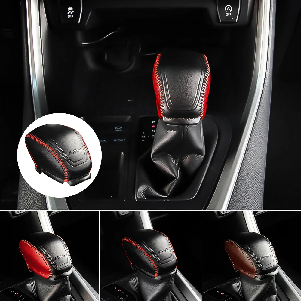 For Toyota RAV4 XA50 2020 2021 2022 2023 Car Gear Shift Head Collars Car Shift Knob Cover Protection Accessories PU Leather