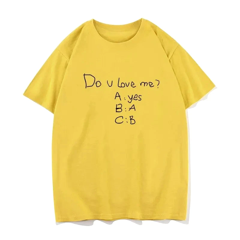Do U Love Me? Funny Text Printed T-shirt Women's Fashion Trend Short Sleeve Round Neck Casual Clearance Sales Women's Clothing