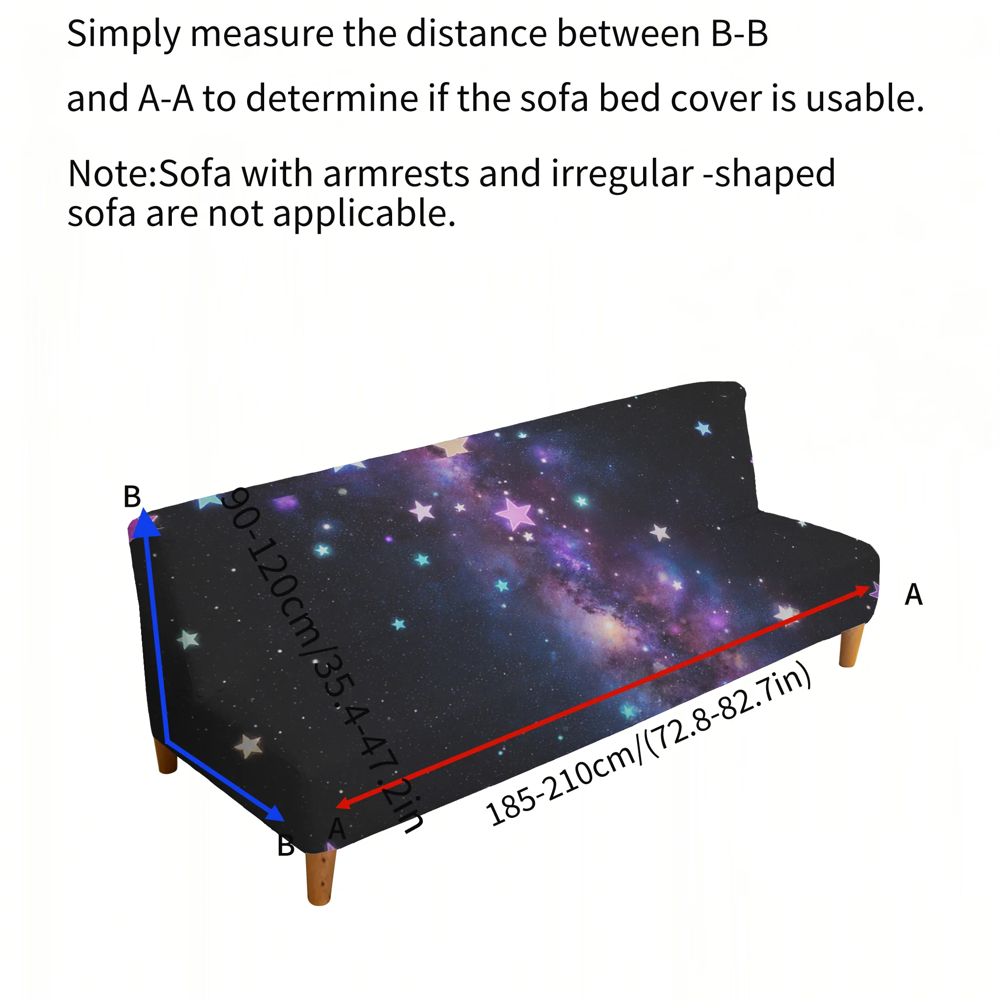 Armless elastic sofa bed cover, bohemian starry sky ice cream pattern, dustproof machine washable sofa bed cover