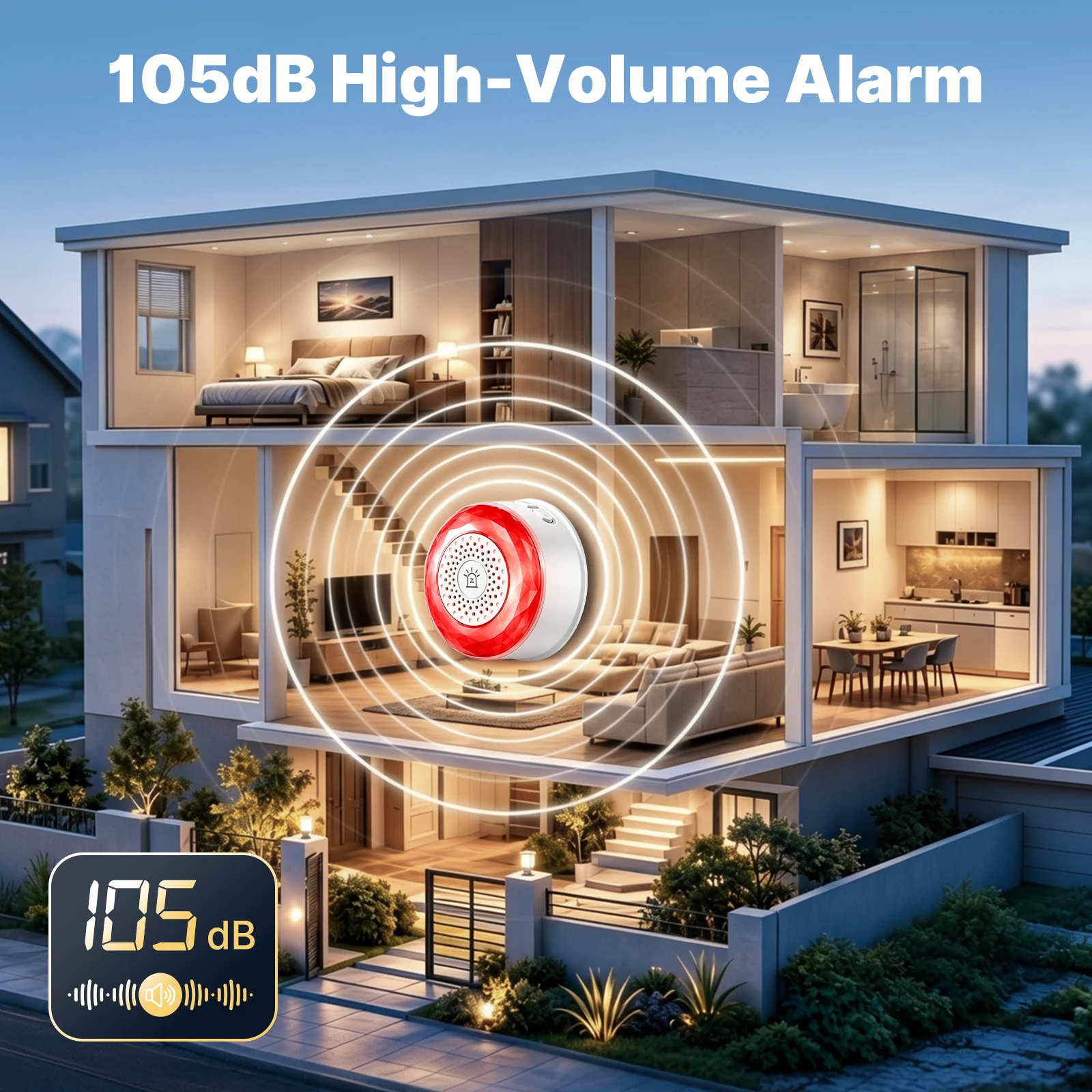 MOES Tuya Zigbee Plug-in Smart Siren Alarm RGB Breathing Light Voice Alerts High Decibel Work with Alexa Google Home Security