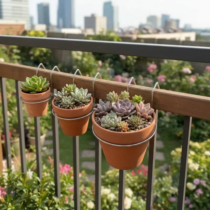 Metal Hanging Basket Ring Planter Stand 1PC Round Flowerpot Holder Bonsai Hanging Rack Indoor Outdoor Garden Ornament