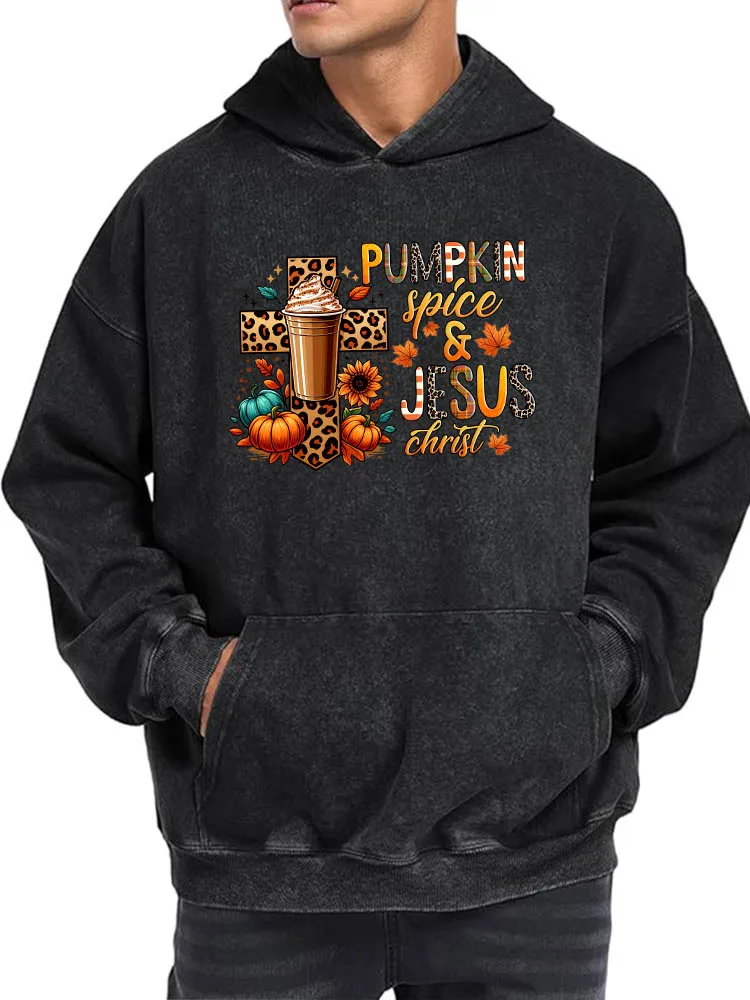 

Мужская винтажная потертая толстовка с рисунком тыквы и креста, пуловер с ретро-принтом, повседневная уличная одежда, мягкая ткань