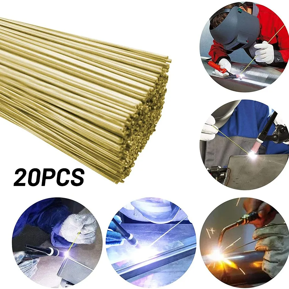 Brass Welding Wire Rods 20pcs 1.6mm x 250mm for Brazing Copper Steel Iron and Carbide Cutting Tools with Solder Powder