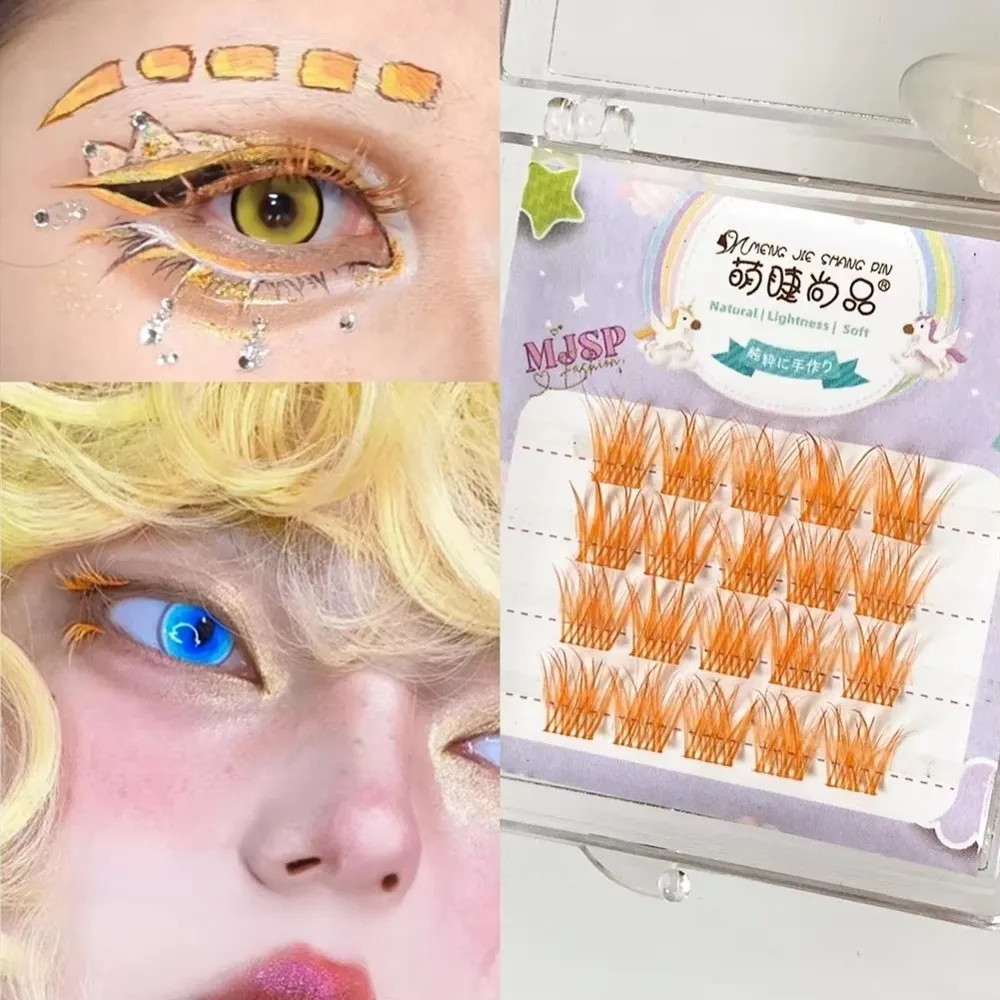 Colorful False Eyelashes Wispy Style Extension Clusters Eyelash Extensions Natural Look Purple Red Blue White Segmented Lashes