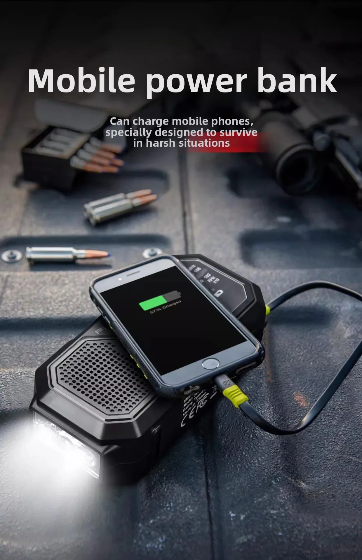 راديو شمسي محمول، راديو إسعافات أولية لمجموعات الطوارئ مع كرنك، راديو دينامو AM/FM، محطة طاقة قابلة للتسرب، شاحن هاتف USB #1